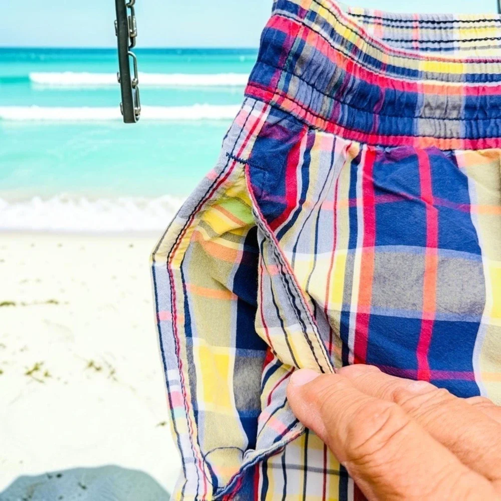 Vintage Polo Ralph Lauren Swim Trunks Men XL Madras Plaid Lined‎ Mesh Shorts 90s